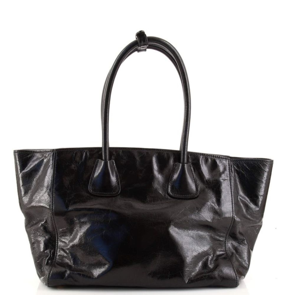 Prada Front Pocket Wing Convertible Tote Glazed Leather Black - Picture 3 of 10